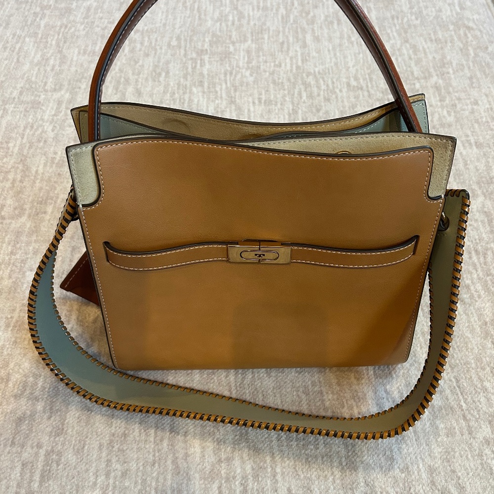 Authentic Tory Burch Lee Radziwill Double Bag Tiramisu